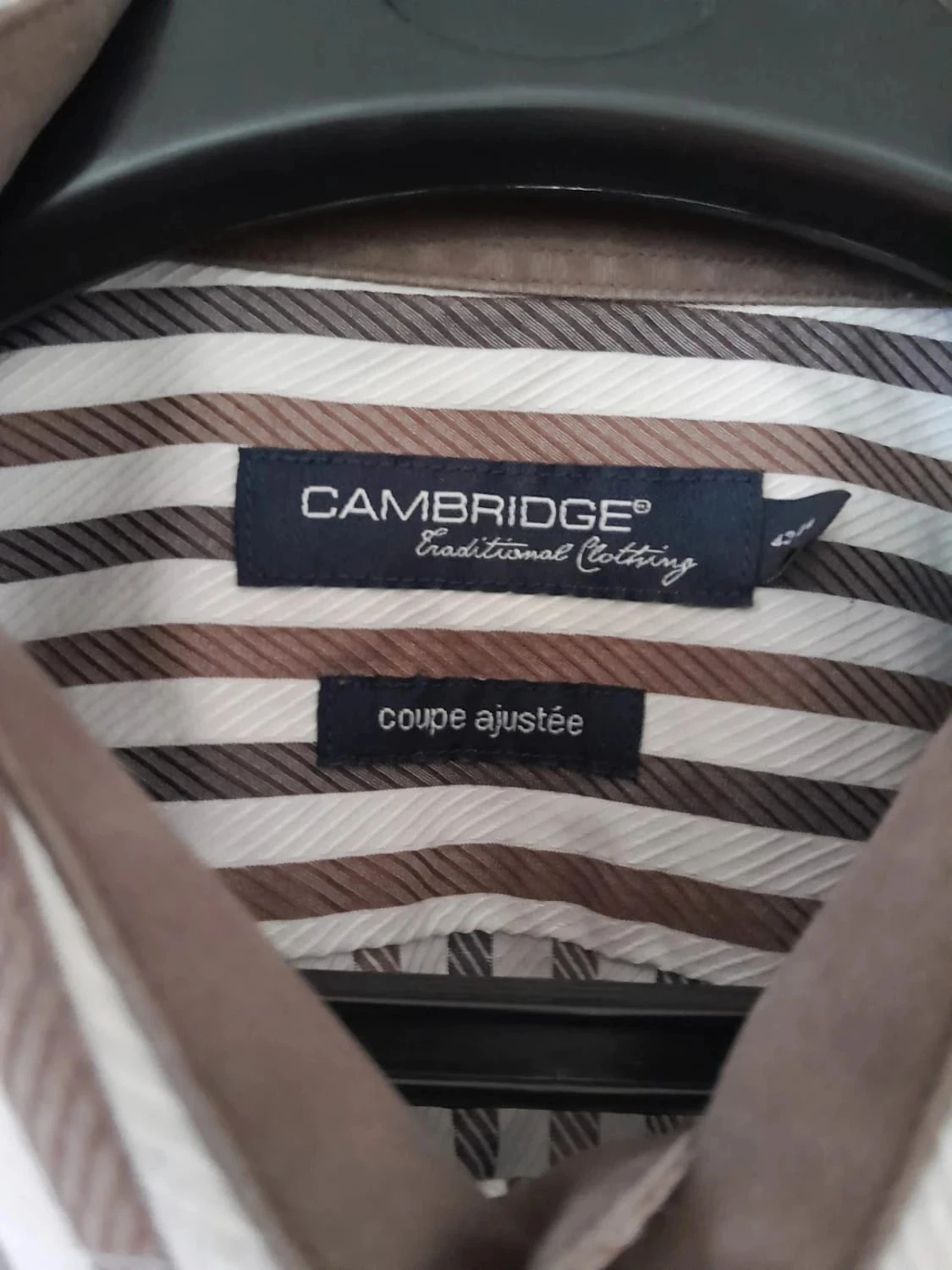 Camisa listrada marrom, tamanho 5 (43/44) Marca Cambridge – photo 5